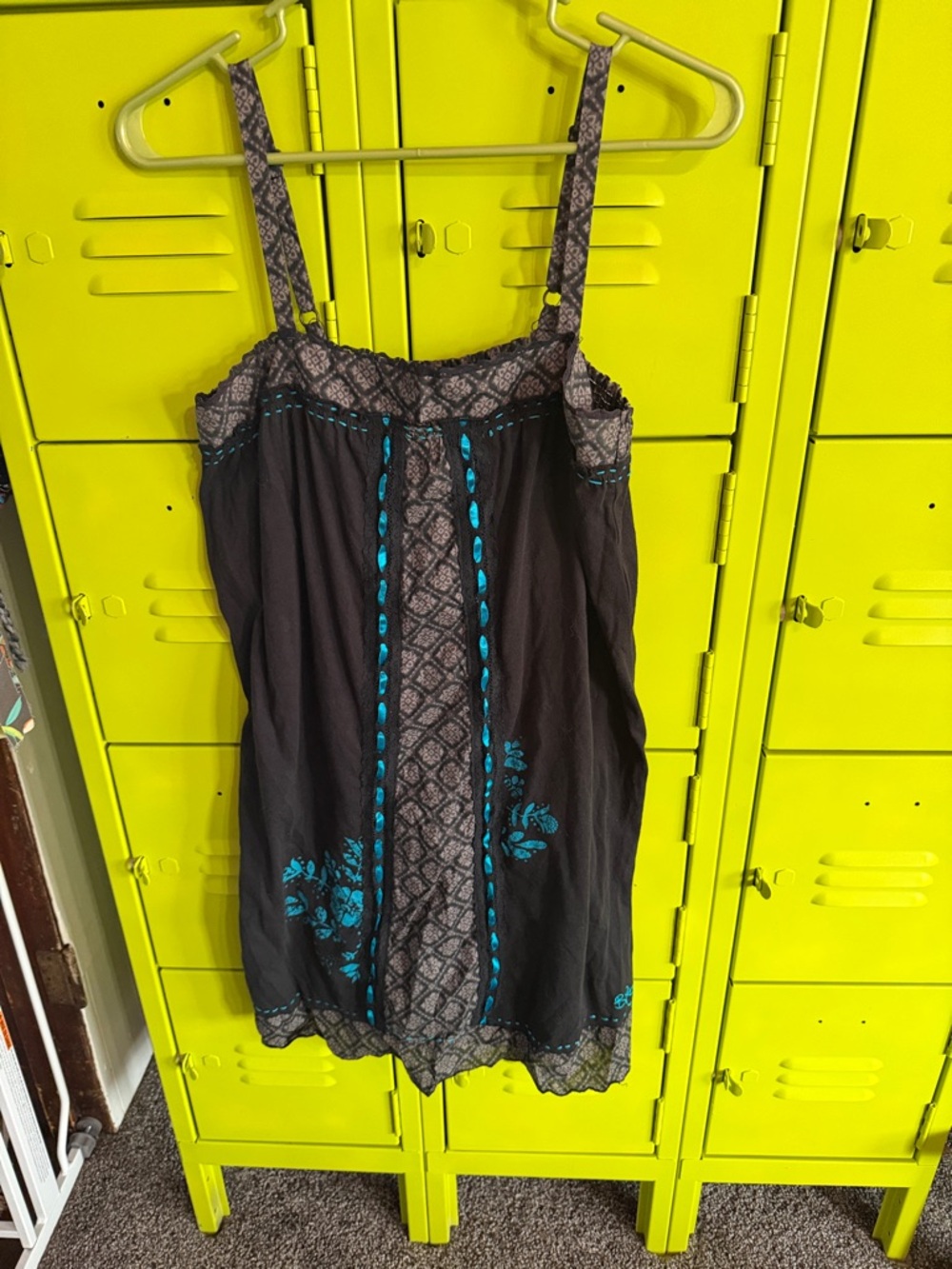 Billabong Black Dress with Teal Embroidery